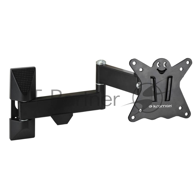 Кронштейн Kromax CASPER-104 black, для LED/LCD ТВ 10-26, 5 ст свободы, наклон +5°-15°, поворот 180°, от стены 50 мм, max VESA 100x100 мм, max 15 кг