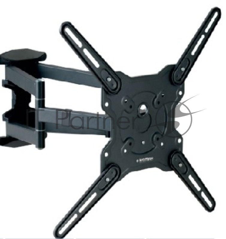 Крепеж Kromax OPTIMA-407 grey {Кронштейн для LED/LCD телевизоров 22-65, max 45 кг, настенный, 5 ст свободы, наклон +5°-15°, поворот 180°, от стены 55-470 мм, max VESA 400x400 мм}