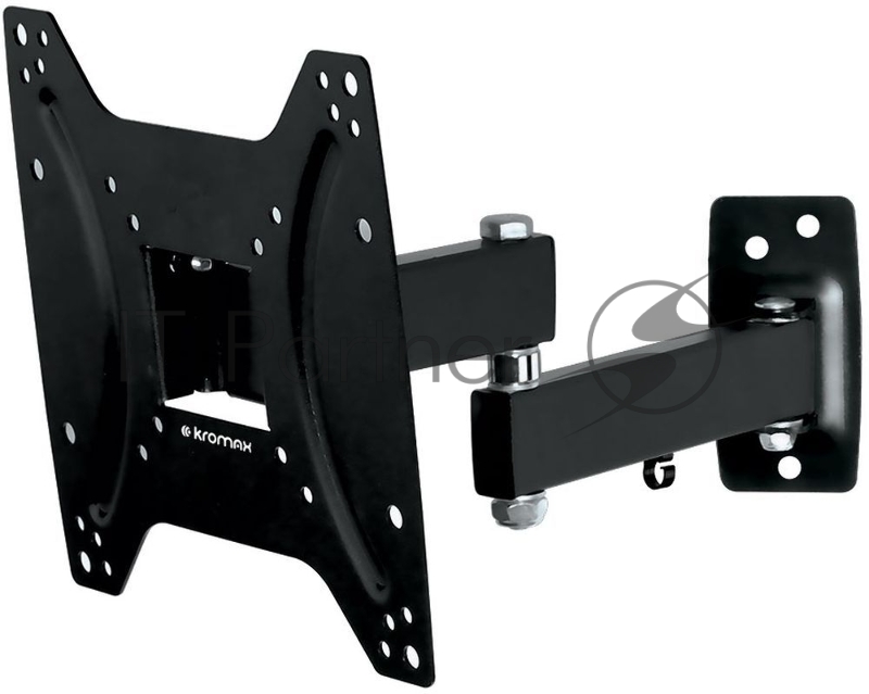 Крепеж Kromax OPTIMA-204 black {Кронштейн для LED/LCD телевизоров 15-42, max 25 кг, настенный, 3 ст свободы, наклон +5°-12°, поворот ±90°, от стены 68.5-322 мм, max VESA 200x200 мм}