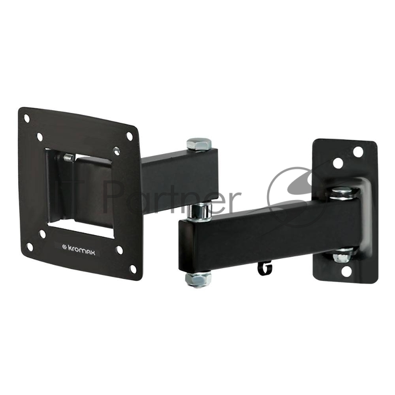 Крепеж Kromax OPTIMA-104 black {Кронштейн для LED/LCD телевизоров 10-28, max 25 кг, настенный, 3 ст свободы, наклон +5°-12°, поворот ±90°, от стены 68.5-322 мм, max VESA 100x100 мм}