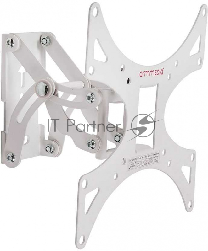 Кронштейн Arm media LCD-301 white, настенный для TV 15-37, max 30 кг, 2 ст св., нак. ±20°, пов. 180°, от ст. 82-150 мм, max VESA 200x200 мм.