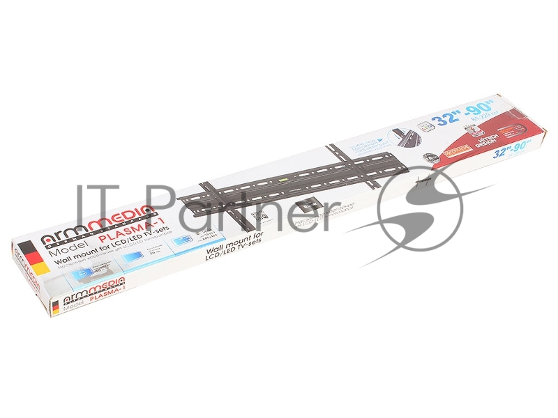 Кронштейн Arm media PLASMA-1 new black, настенный для TV 32-90, max 55 кг, 0 ст св., от ст. 20 мм, max VESA 600x400 мм.