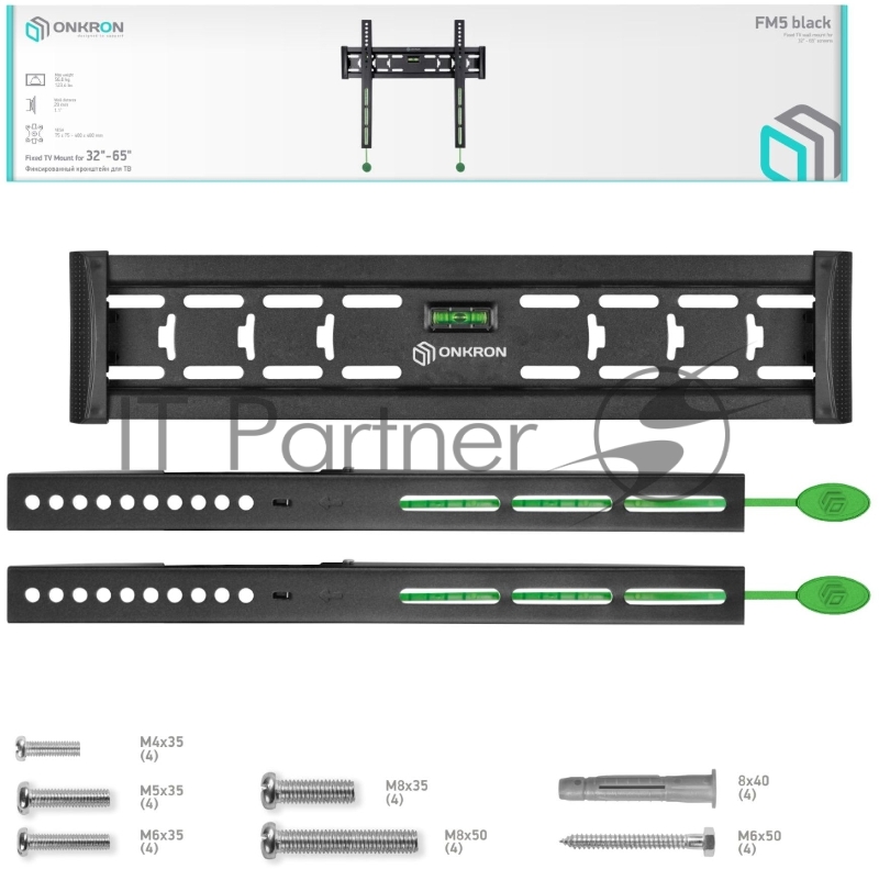Кронштейн ONKRON FM5 / 32-55 макс 400*400 наклон 0º от стены: 29мм макс вес 56,8кг
