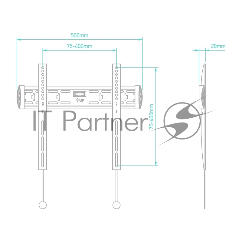 Кронштейн ONKRON FM5 / 32-55 макс 400*400 наклон 0º от стены: 29мм макс вес 56,8кг