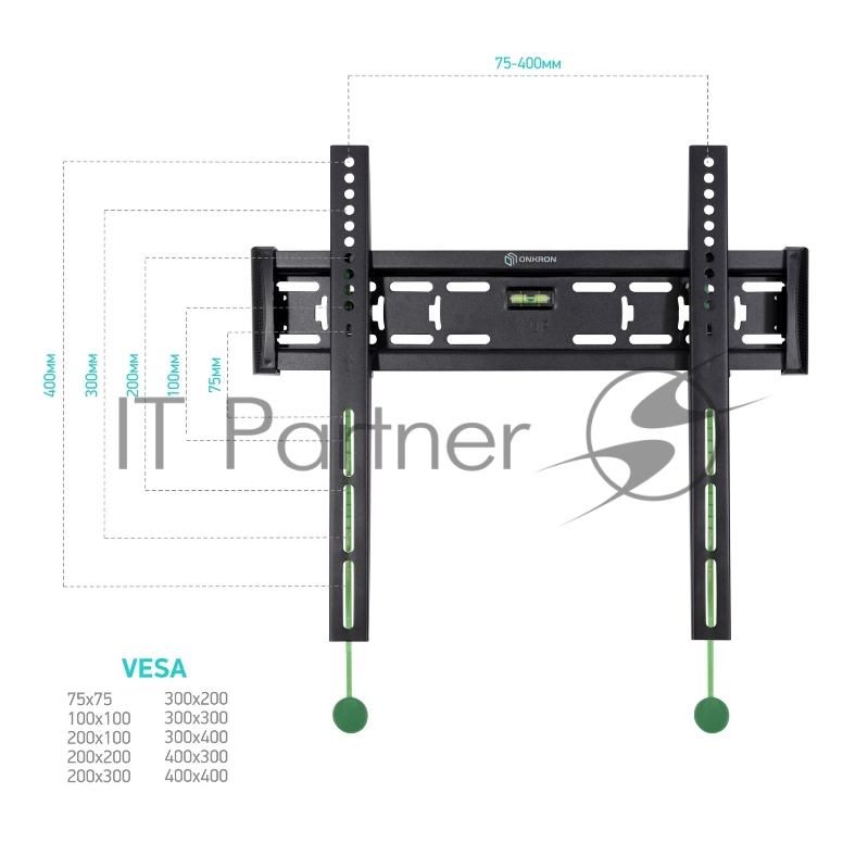Кронштейн ONKRON FM5 / 32-55 макс 400*400 наклон 0º от стены: 29мм макс вес 56,8кг