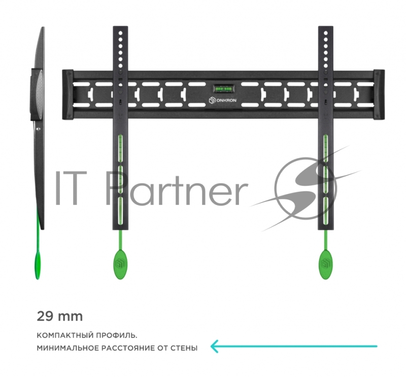 Кронштейн ONKRON FM6 для телевизора 43-85 фиксированный, чёрный