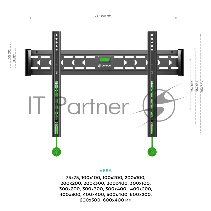 Кронштейн ONKRON FM6 для телевизора 43-85 фиксированный, чёрный