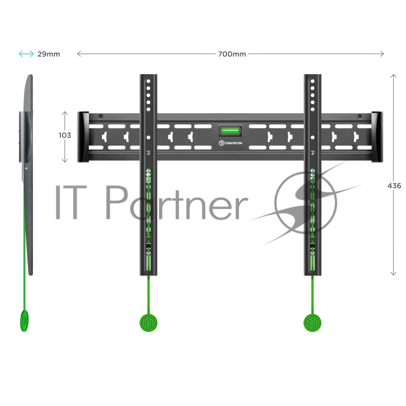 Кронштейн ONKRON FM6 для телевизора 43-85 фиксированный, чёрный