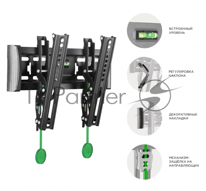 Кронштейн ONKRON TM4 для телевизора 17-43 наклонный, чёрный