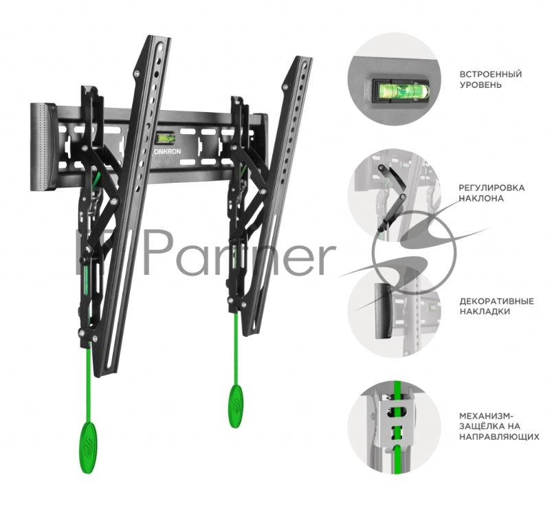 Кронштейн ONKRON TM5 для телевизора 32-65 наклонный, чёрный