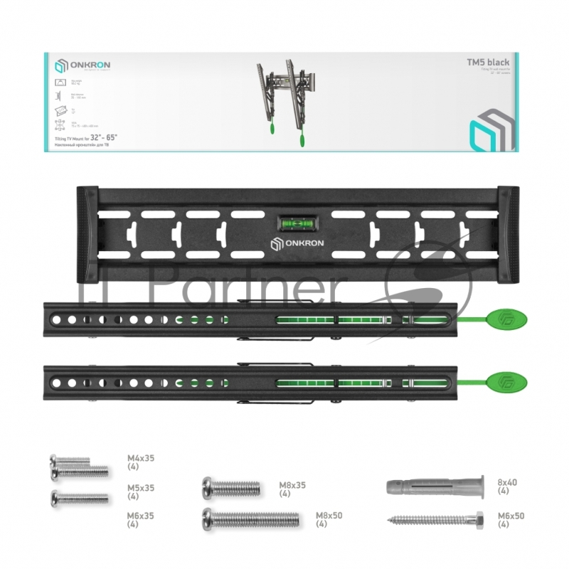 Кронштейн ONKRON TM5 для телевизора 32-65 наклонный, чёрный