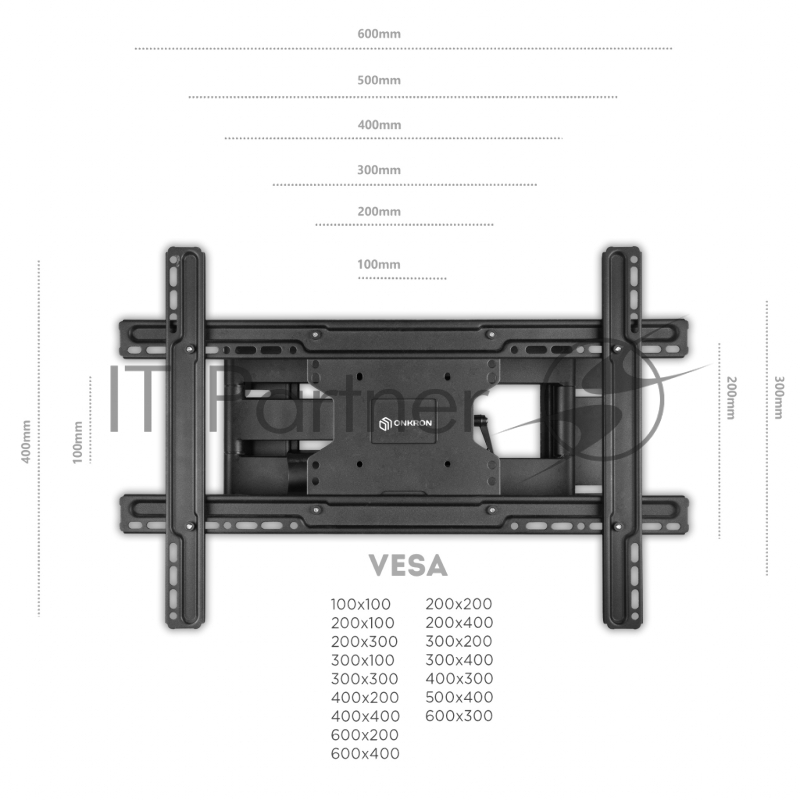 Кронштейн ONKRON M7L для телевизора 40-75 наклонно-поворотный, чёрный