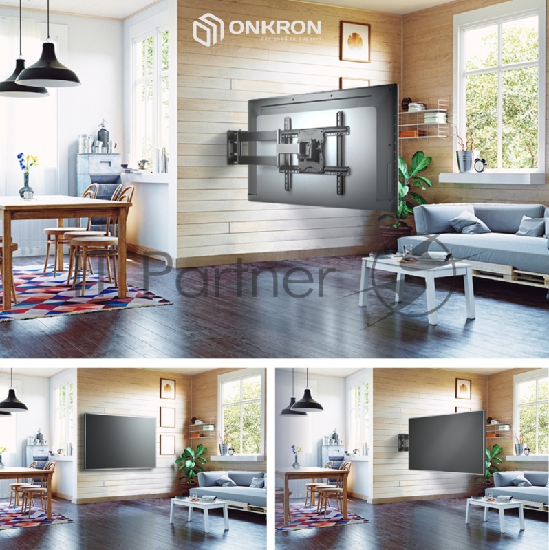 Кронштейн ONKRON M7L для телевизора 40-75 наклонно-поворотный, чёрный