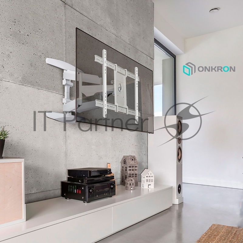 Кронштейн ONKRON M6L для телевизора 40-75 наклонно-поворотный, белый