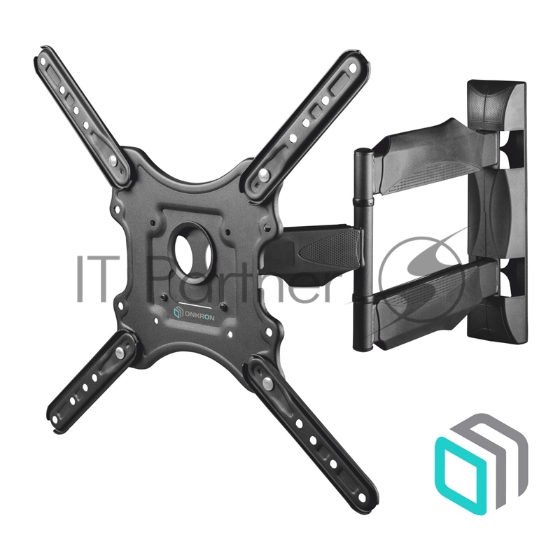 Кронштейн ONKRON M4 BLACK / 32-55 макс. 400*400, 2 колена, наклон -5º+8º, поворот 180º макс, от стены 55-500мм, черный