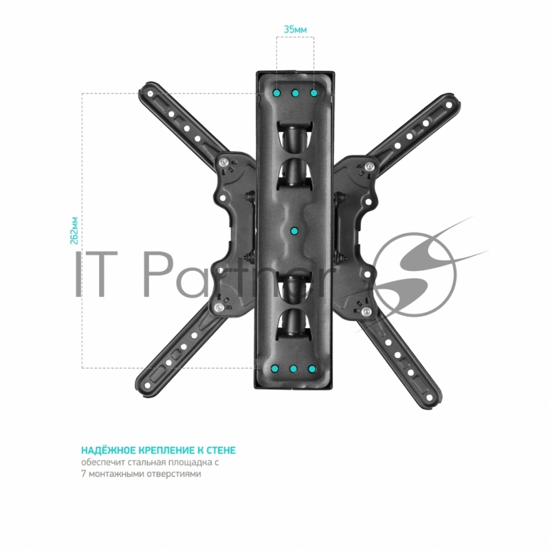 Кронштейн ONKRON M4 BLACK / 32-55 макс. 400*400, 2 колена, наклон -5º+8º, поворот 180º макс, от стены 55-500мм, черный