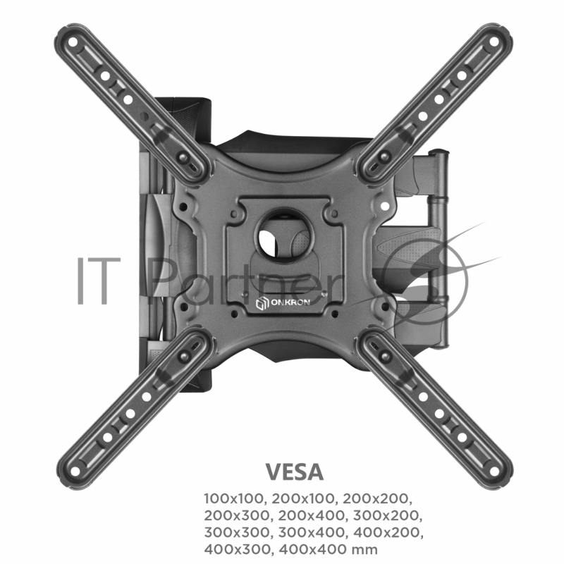 Кронштейн ONKRON M4 BLACK / 32-55 макс. 400*400, 2 колена, наклон -5º+8º, поворот 180º макс, от стены 55-500мм, черный