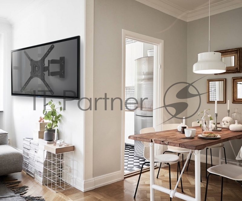 Кронштейн ONKRON M4 BLACK / 32-55 макс. 400*400, 2 колена, наклон -5º+8º, поворот 180º макс, от стены 55-500мм, черный