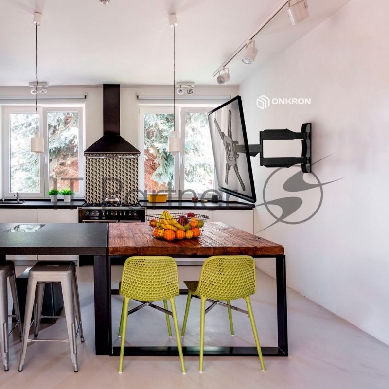 Кронштейн ONKRON M4 BLACK / 32-55 макс. 400*400, 2 колена, наклон -5º+8º, поворот 180º макс, от стены 55-500мм, черный