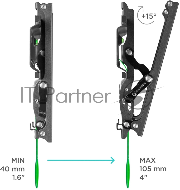 Кронштейн ONKRON TM1 для телевизора 17-43 наклонный, чёрный