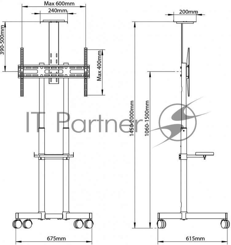 Подставка для телевизора Arm Media PT-STAND-8 черный 32-80 макс.50кг напольный фиксированный