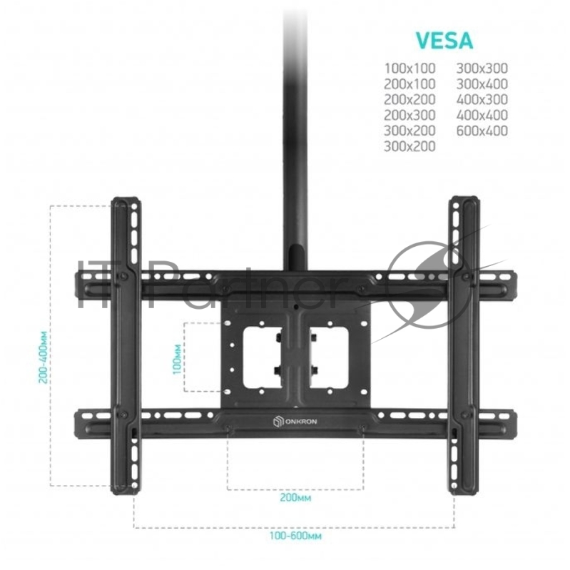 Потолочный кронштейн ONKRON N2L для телевизора 32-80 потолочный телескопический, чёрный