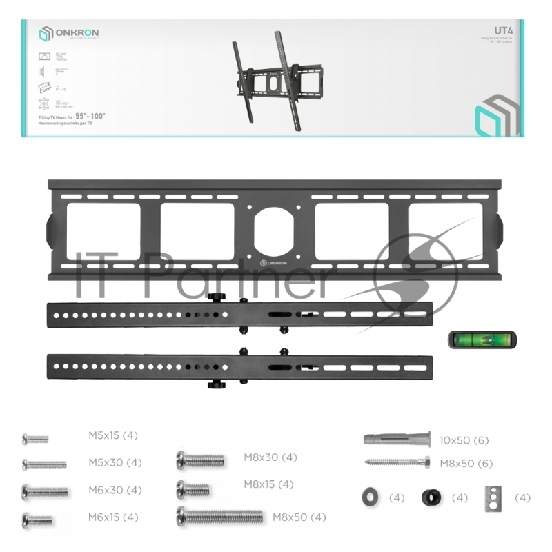 Кронштейн ONKRON UT4 для телевизора 55-100 наклонный, чёрный