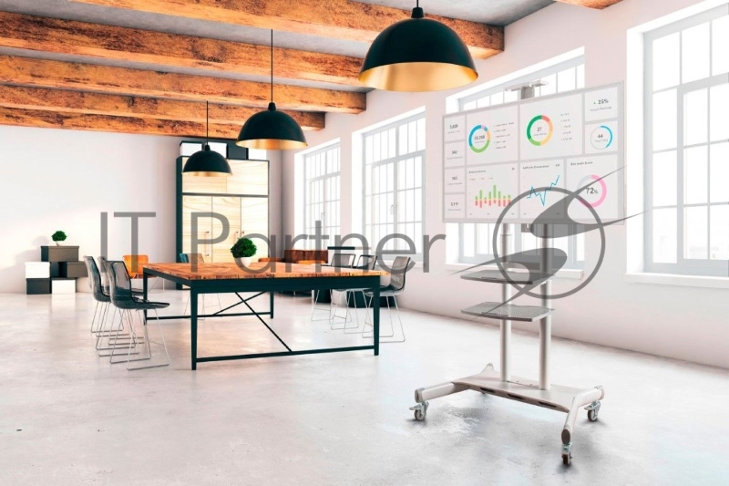 Стойка для телевизора с кронштейном ONKRON TS1881 50-86, мобильная, белая