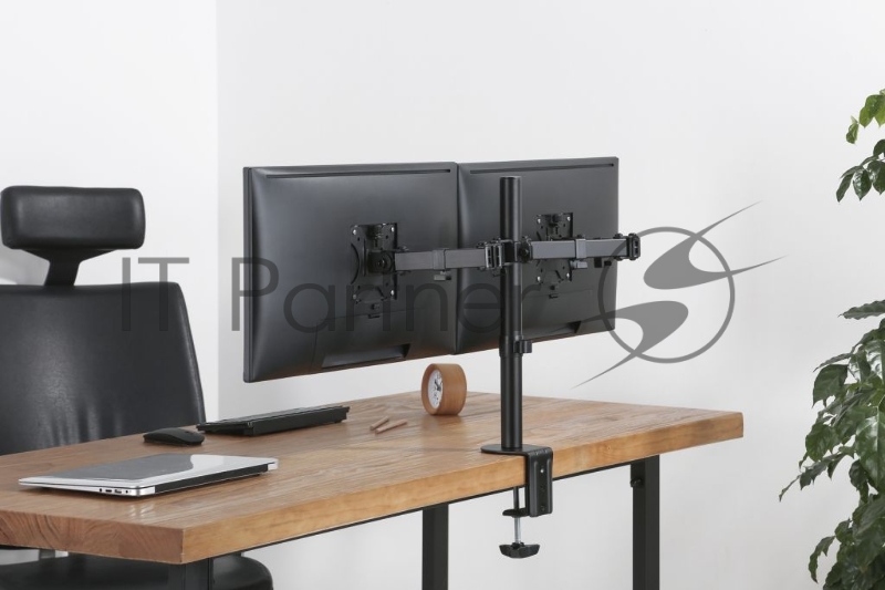 Кронштейн ONKRON D221E для двух мониторов 13-32 настольный, чёрный