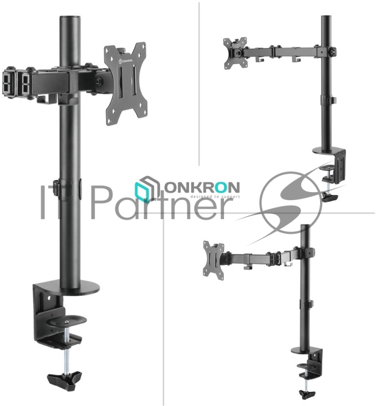 Кронштейн ONKRON D121E для монитора 13-32 настольный, чёрный