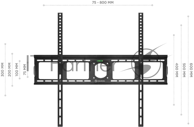Кронштейн ONKRON Кронштейн ONKRON/ 40-80 макс. 800*600, наклон 0º, поворот 0º, от стены 35мм, вес до 75кг, черный