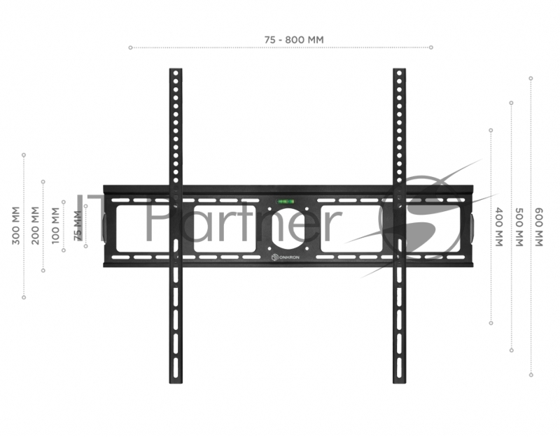 Кронштейн ONKRON Кронштейн ONKRON/ 40-80 макс. 800*600, наклон 0º, поворот 0º, от стены 35мм, вес до 75кг, черный