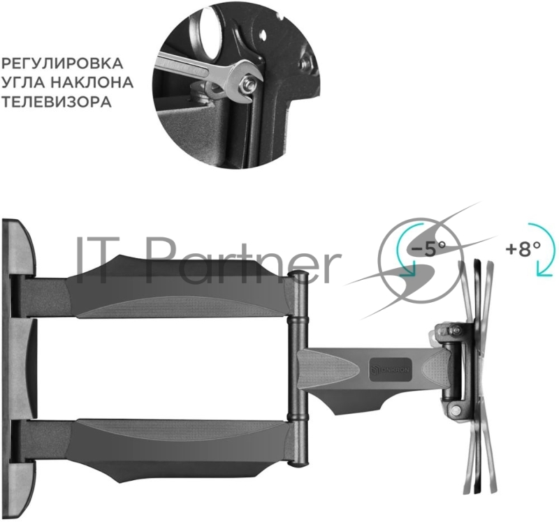Кронштейн ONKRON NP28 для телевизора 17-43 наклонно-поворотный, черный