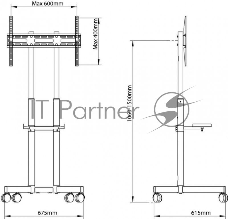 Подставка для телевизора Arm Media PT-STAND-7 черный 32-80 макс.50кг напольный фиксированный