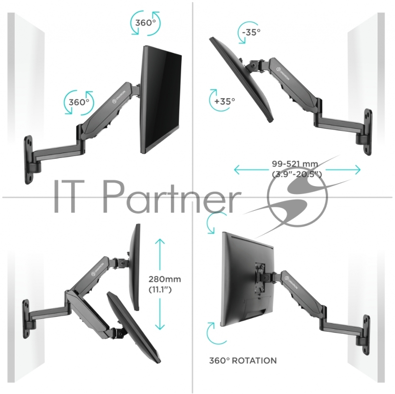 Кронштейн (держатель) ONKRON G150 для телевизора 13-34 дюймов настенный, черный