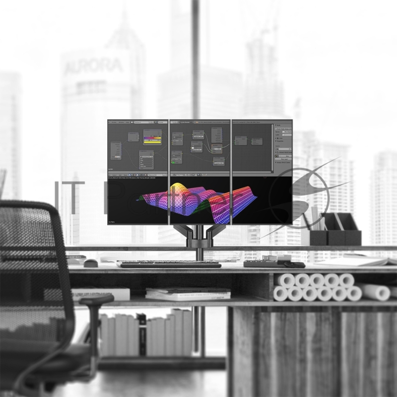 Кронштейн (держатель) ONKRON G280 для трех мониторов 13-32 дюймов настольный, черный