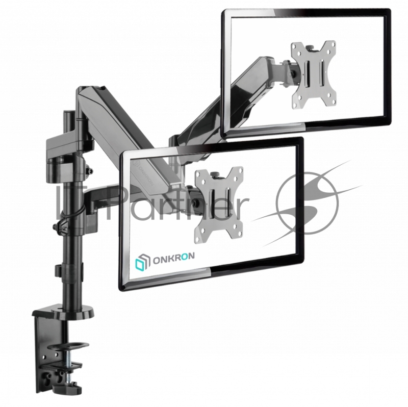 Кронштейн (держатель) ONKRON G140 для двух мониторов 13-32 дюймов настольный, черный