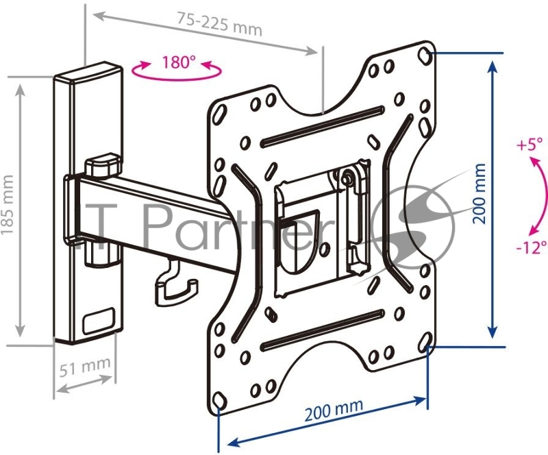 Кронштейн KROMAX OPTIMA-213 black 20- 43 ЖК телевизор