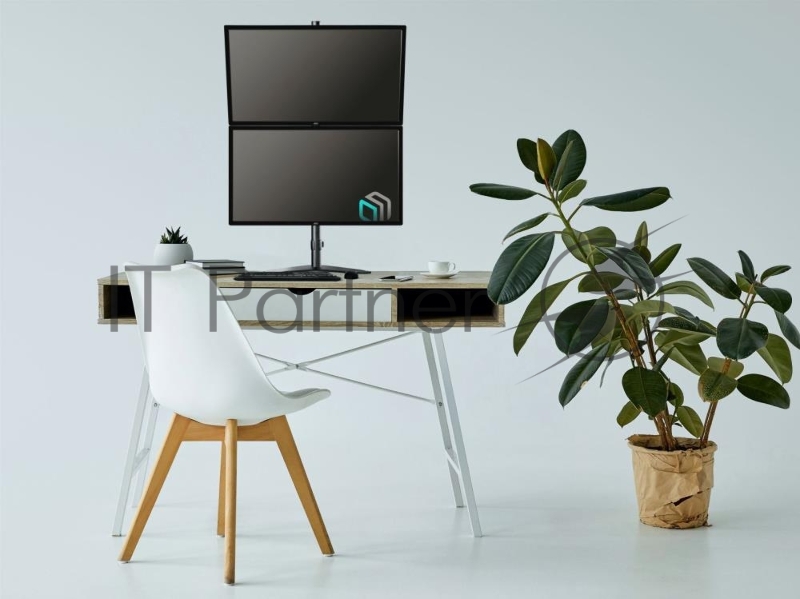 Кронштейн ONKRON D208FS для двух мониторов 13-32 настольный, чёрный