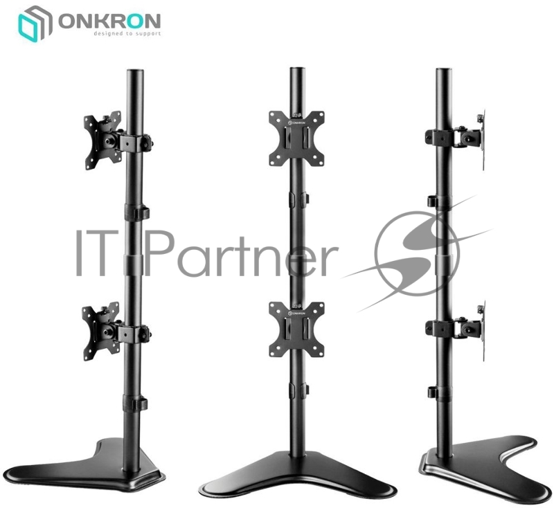 Кронштейн ONKRON D208FS для двух мониторов 13-32 настольный, чёрный
