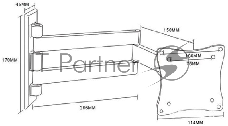 Кронштейн ARM Media LCD-7101 WHITE для LCD/LED ТВ 10-26, max 15 кг, настенный