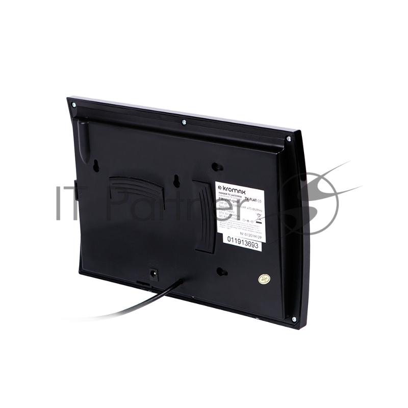 Телевизионная антенна Kromax TV FLAT-05 black Комн. акт. антенна, VHF: 87,5-230 МГц, UHF: 470-860 МГц, коэф. ус 28dB питание: адапт. в комплекте