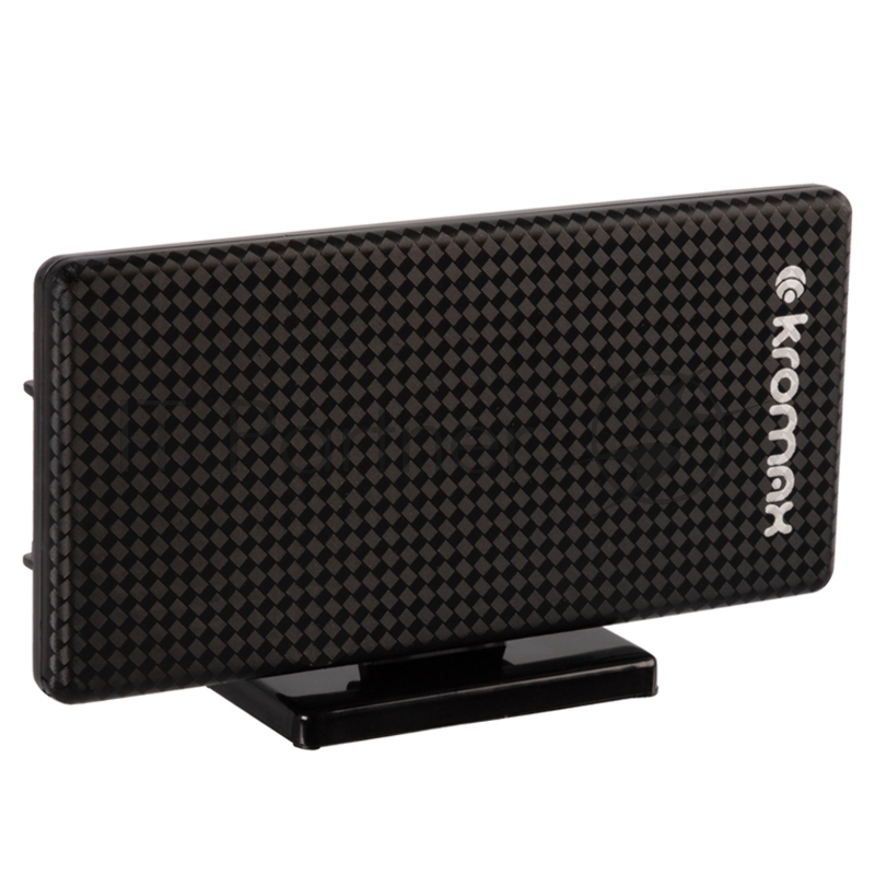 Комнатная ТВ антенна Kromax TV FLAT-09 black-gray 50 шт/уп Комн. акт. антенна, диап. DVB-T2, VHF: 87,5-230 МГц, UHF: 470-860 МГц,коэф. ус 30dB питание: адапт. в комплект