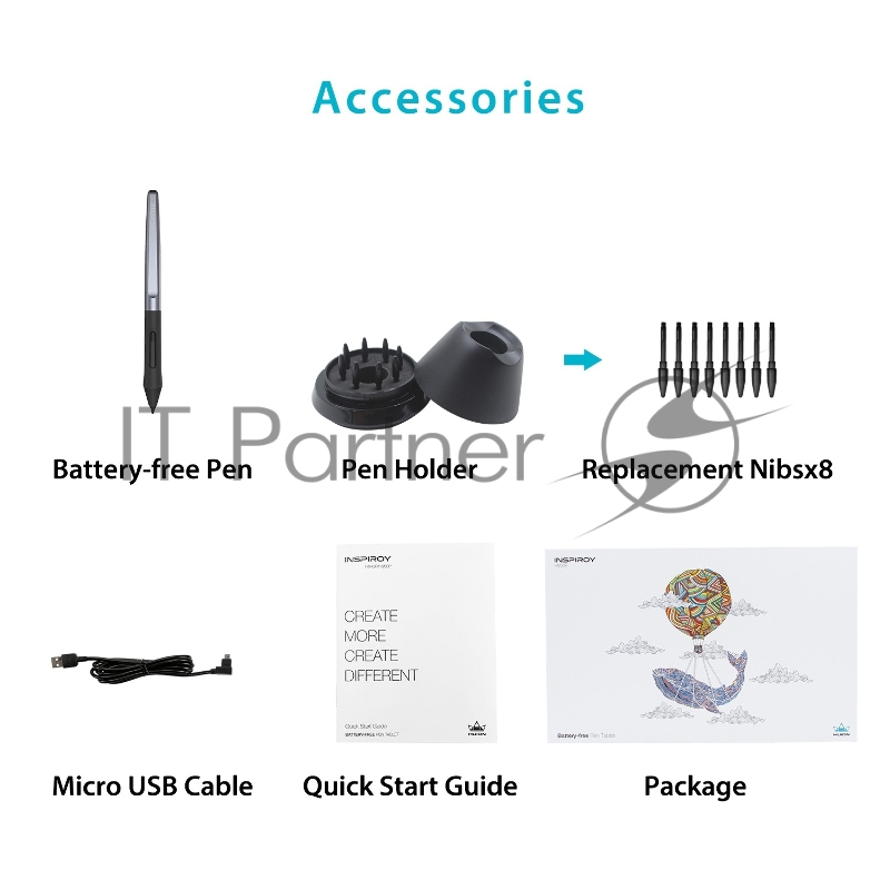 Планшет для рисования Huion Inspiroy H950P USB черный