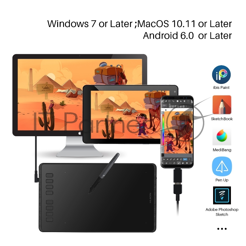 Планшет для рисования Huion Inspiroy H950P USB черный