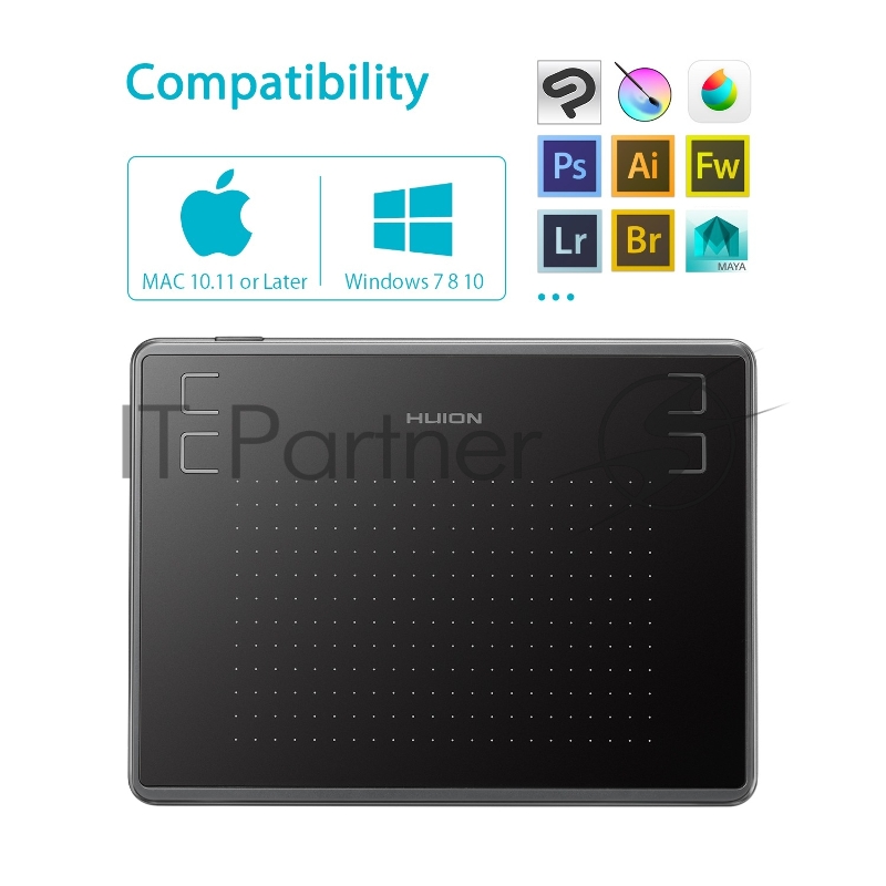 Планшет для рисования Huion H430P USB черный