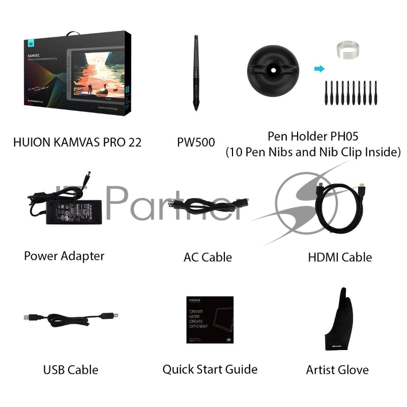 Планшет для рисования Huion Kamvas PRO 22 USB черный