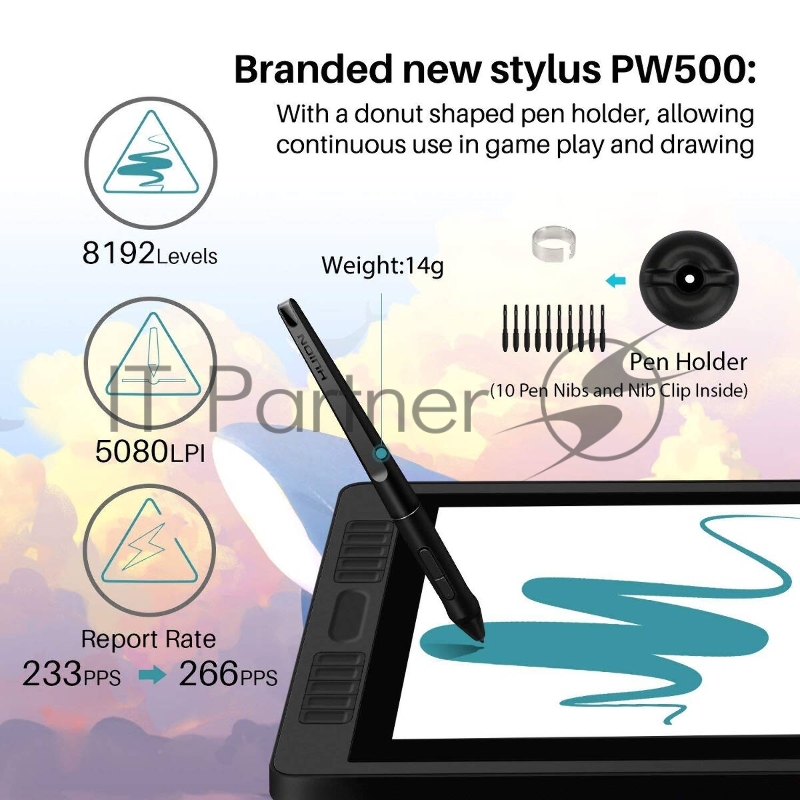 Планшет для рисования Huion Kamvas PRO 22 USB черный