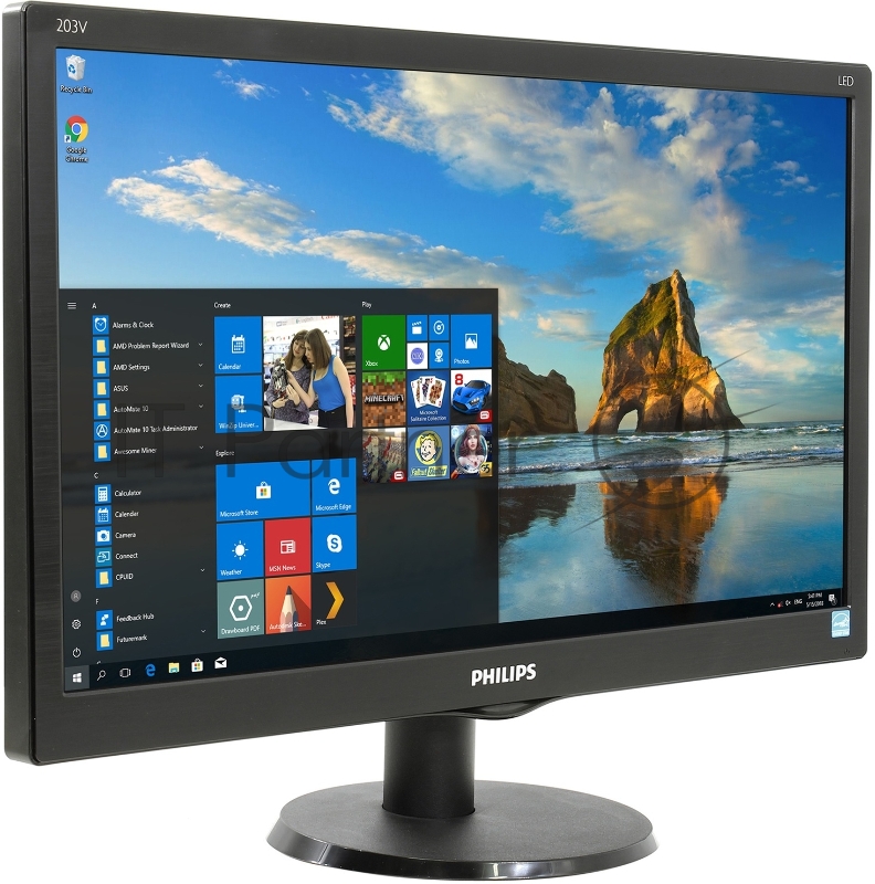 Монитор 19.5 PHILIPS 203V5LSB26/62(10) Black (LED, LCD, Wide, 1600x900, 5 ms, 90°/50°, 200 cd/m, 10M:1)