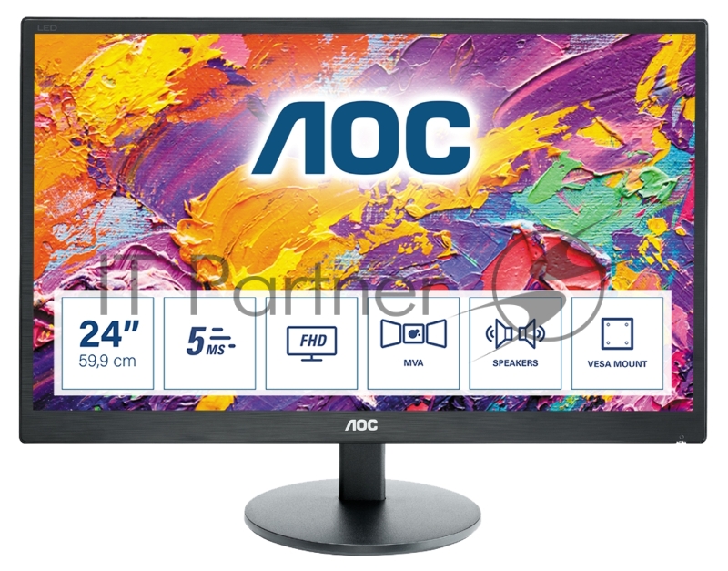 Монитор AOC 23.6 M2470SWH черный MVA LED 5ms 16:9 HDMI M/M 1000:1 250cd 1920x1080 D-Sub FHD 3.5кг